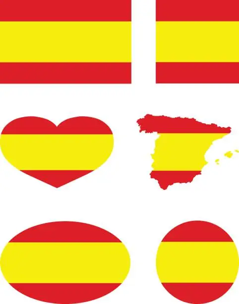 Vector illustration of Spain flag and map