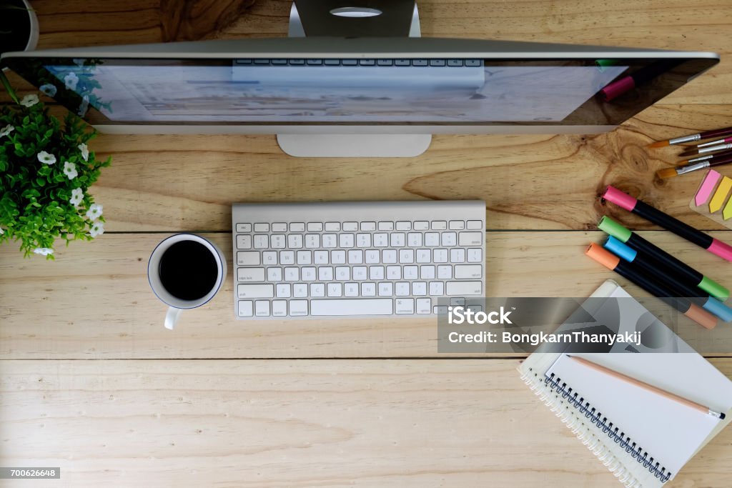 Workspace Desktop Computers Workspace Modern Desktop Computer Worksapce Concept Stock Photo ...