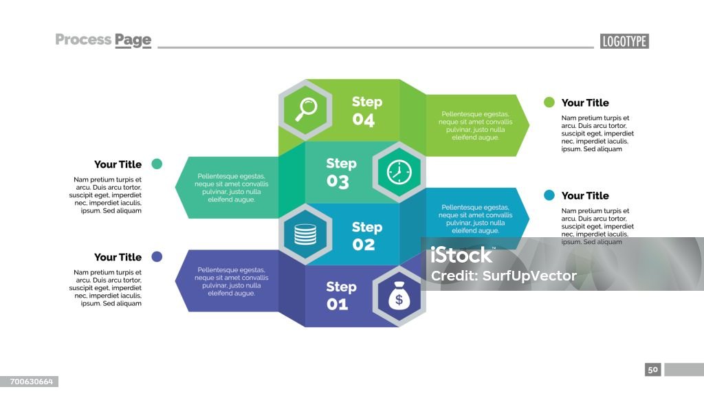 4 Step Strategy Four Steps Strategy Slide Template Stock Illustration - Download Image ...