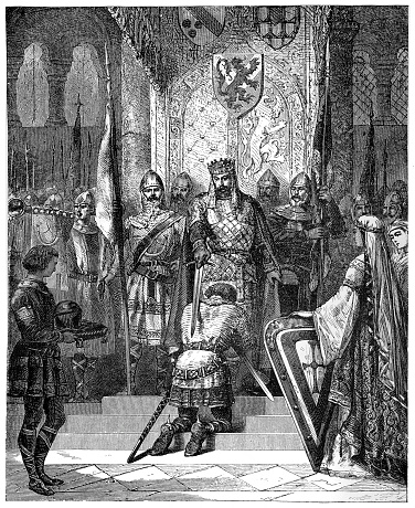 illustration of a king Knighting