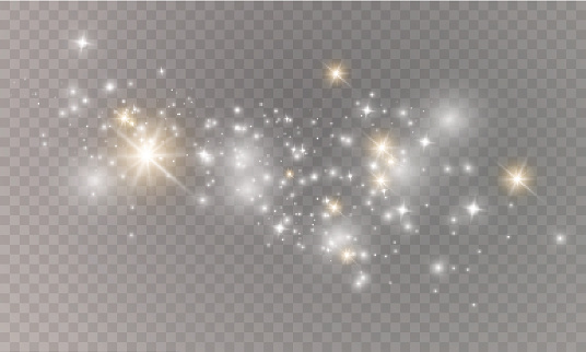 Dust on a transparent background.bright stars.The glow lighting effect. vector illustration.the sun is shining. magic