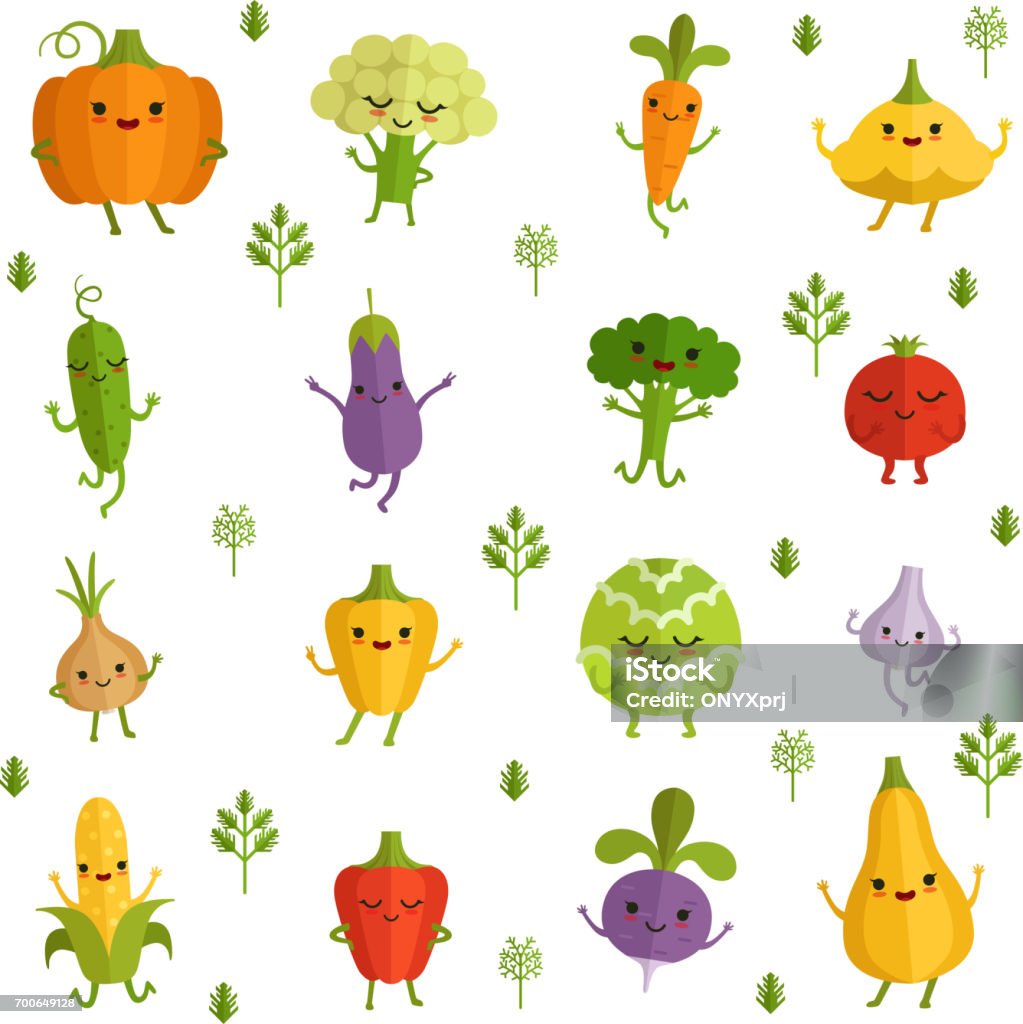 Vegetables characters with funny emotions. Vector illustration in comic style Vegetables characters with funny emotions. Vector illustration in comic style. Collection of vegetable funny cartoon characters Vegetable stock vector