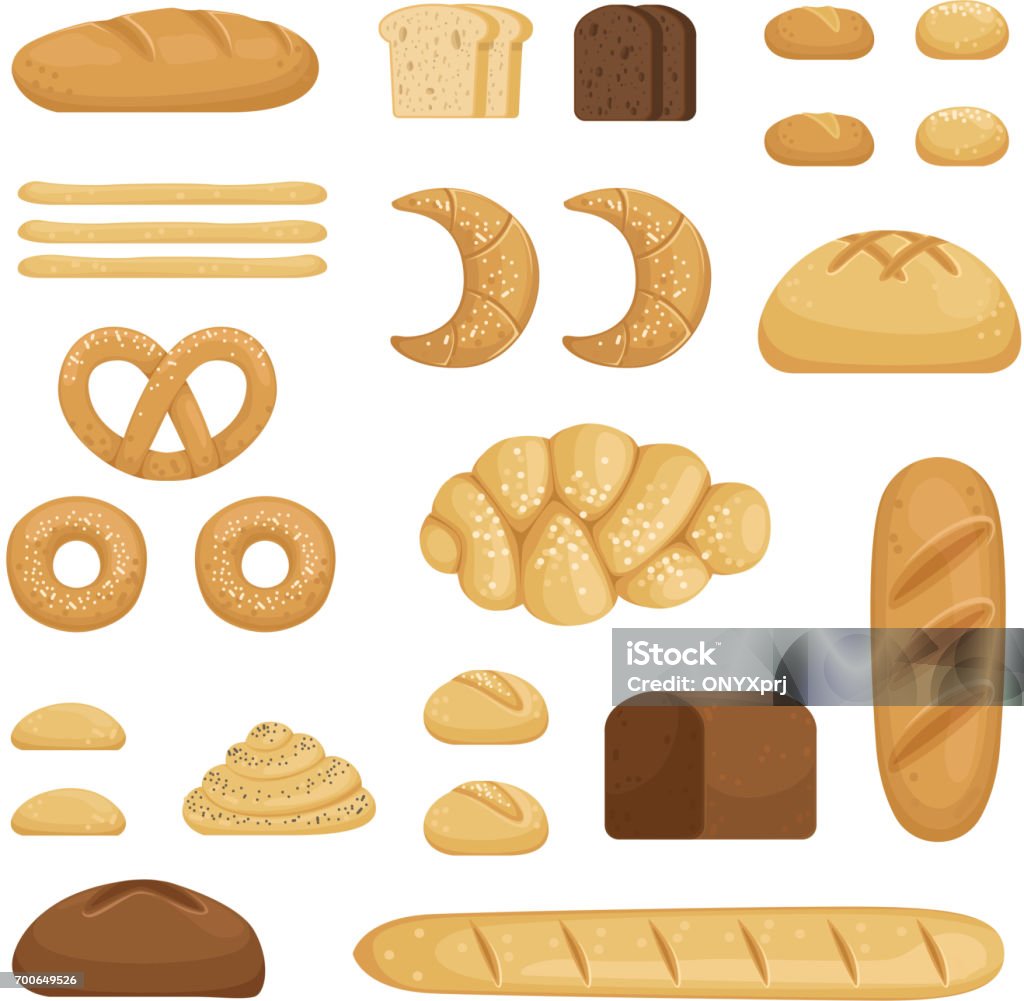 Các Loại Bánh Mì Khác Nhau Hình Ảnh Vector Của Thực Phẩm Bánh Hình ...