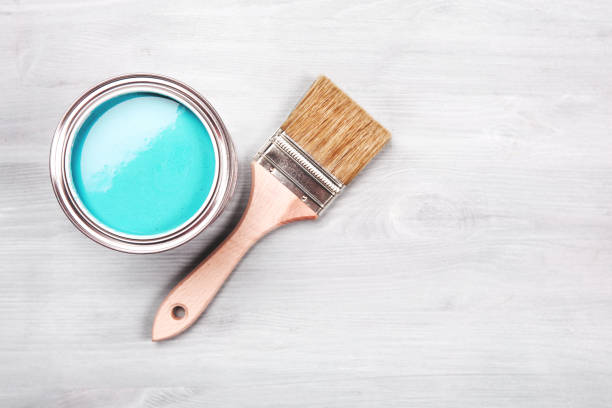istock Paint brush on the can. Top view. 700653754