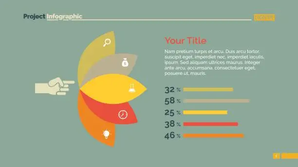 Vector illustration of Petals Percentage Chart Slide Template