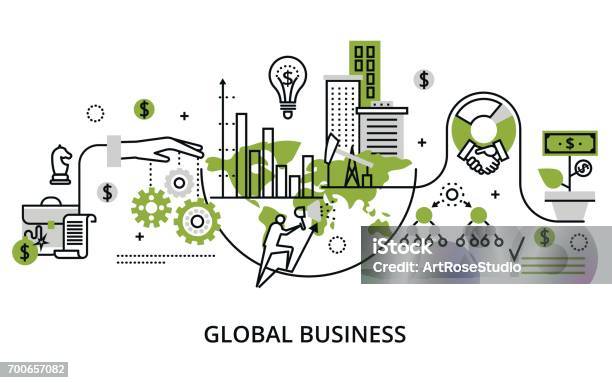 Concept Of Global Business Process And Finance Success In The World Stock Illustration - Download Image Now