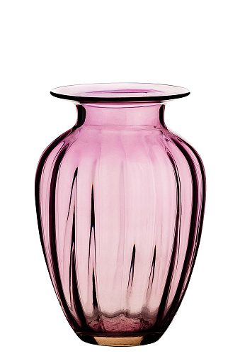 Glass red vase, on a  isolated white background