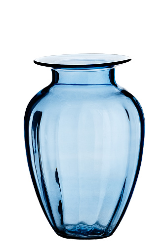 Glass blue vase, on a  isolated white background