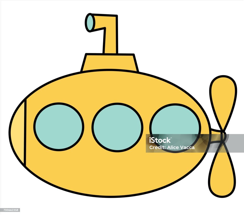 Ilustração vetorial de batiscafo submarino amarelo em estilo