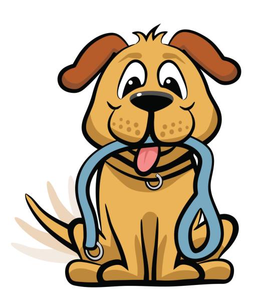 Dog waiting to walk clipart vector art illustration