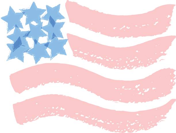 grunge-stil amerikanische flagge. 4. juli-konzept - american flag fourth of july watercolor painting painted image stock-grafiken, -clipart, -cartoons und -symbole