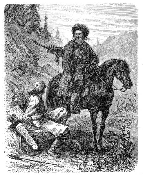 타타르족 칸 - knight warrior horse independent mongolia stock illustrations