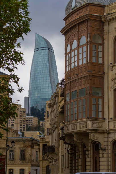 istock House in the Old Town and the modern skyscraper Flame 700685662