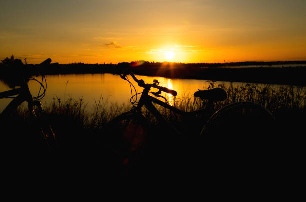 istock Bike on sunset background. 700693286