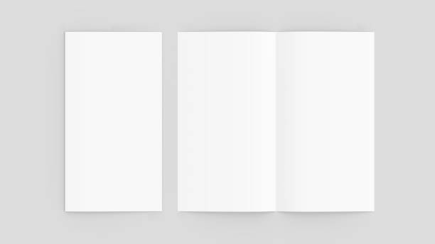 istock Bi fold brochure mock up isolated on soft gray background. 3D illustrating. 700698156