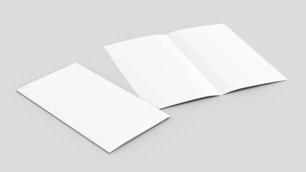 istock Bi fold brochure mock up isolated on soft gray background. 3D illustrating. 700700228