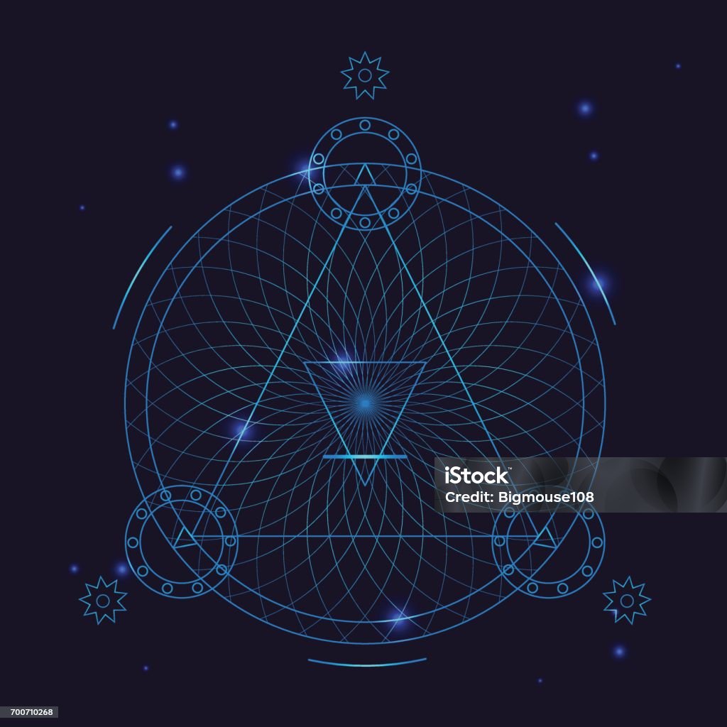 Alchemie Geometrie Symbol dünne Linie. Vektor - Lizenzfrei Alchemie Vektorgrafik