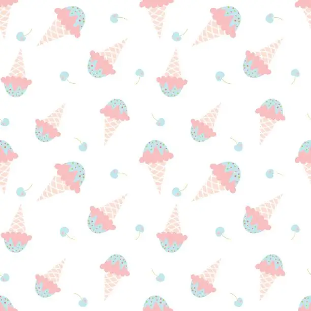 Vector illustration of Ice cream seamless pattern