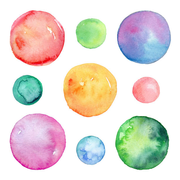 istock abstract watercolor circles, mixed pastel colors, hand painted round design elements, clip art set 700725680