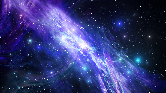 Universe With Galaxy Stars And Colorful Nebula On Dark Starry Background 3d  Illustration Stock Photo - Download Image Now - iStock