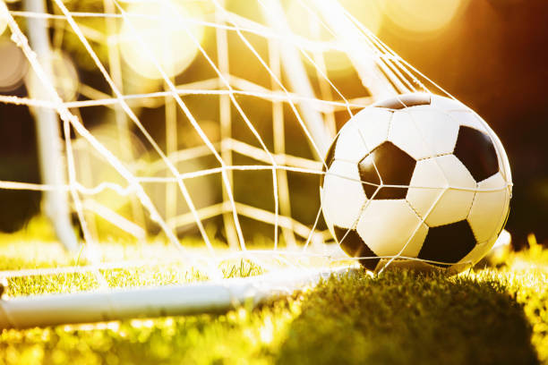 istock Soccer ball in goal 700742992