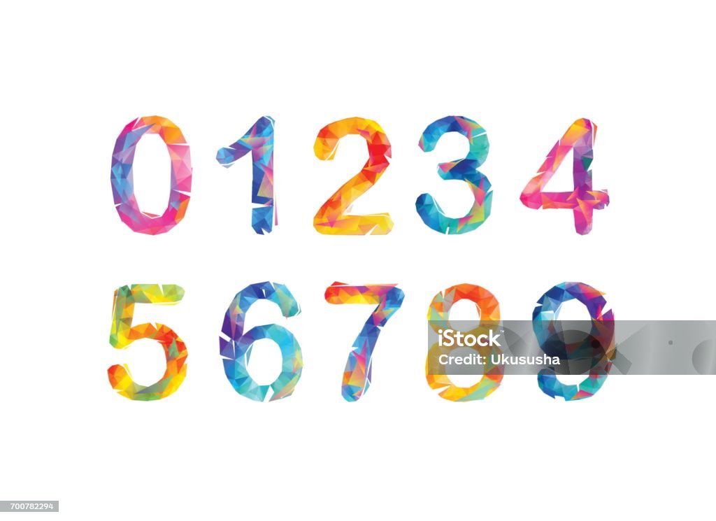 Collection of digits. Geometric numbers. Vector triangular figures Collection of digits. Geometric numbers, triangular figures. Vector Number stock vector