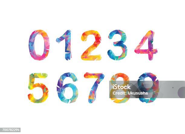 Collection Of Digits Geometric Numbers Vector Triangular Figures Stock Illustration - Download Image Now