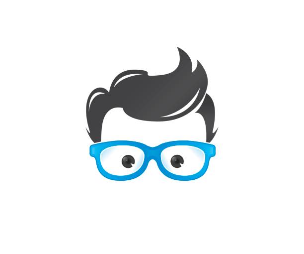 Social geek vector icon boy, nerd, geek, people nerd kid stock illustrations