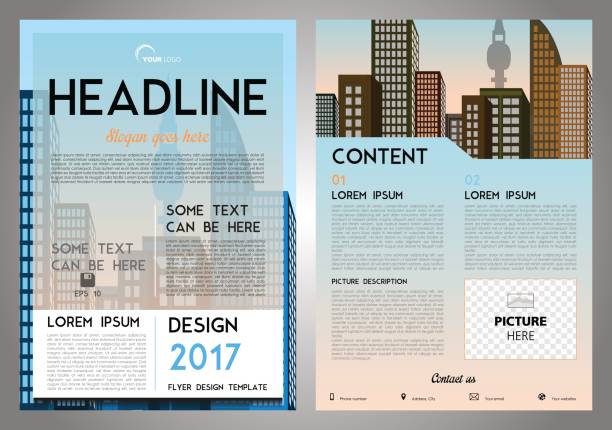 istock Vector flyer, corporate business, annual report, brochure design and cover presentation with blue and orange color and vector city. 700794616