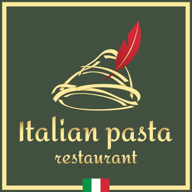 이탈리아 파스타 엠 블 럼, 벡터 템플릿 - italy banner flag mediterranean cuisine stock illustrations