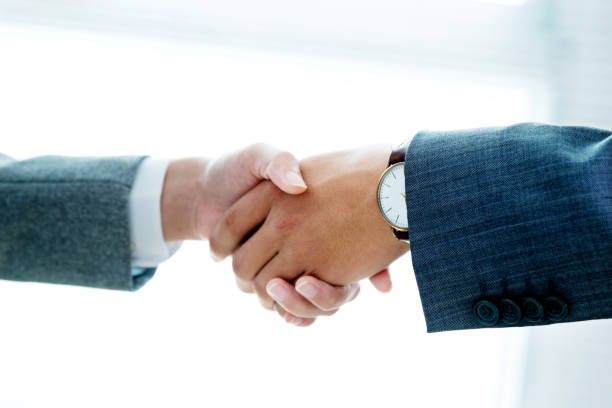 istock Businesspeople handshake indoors 700820966