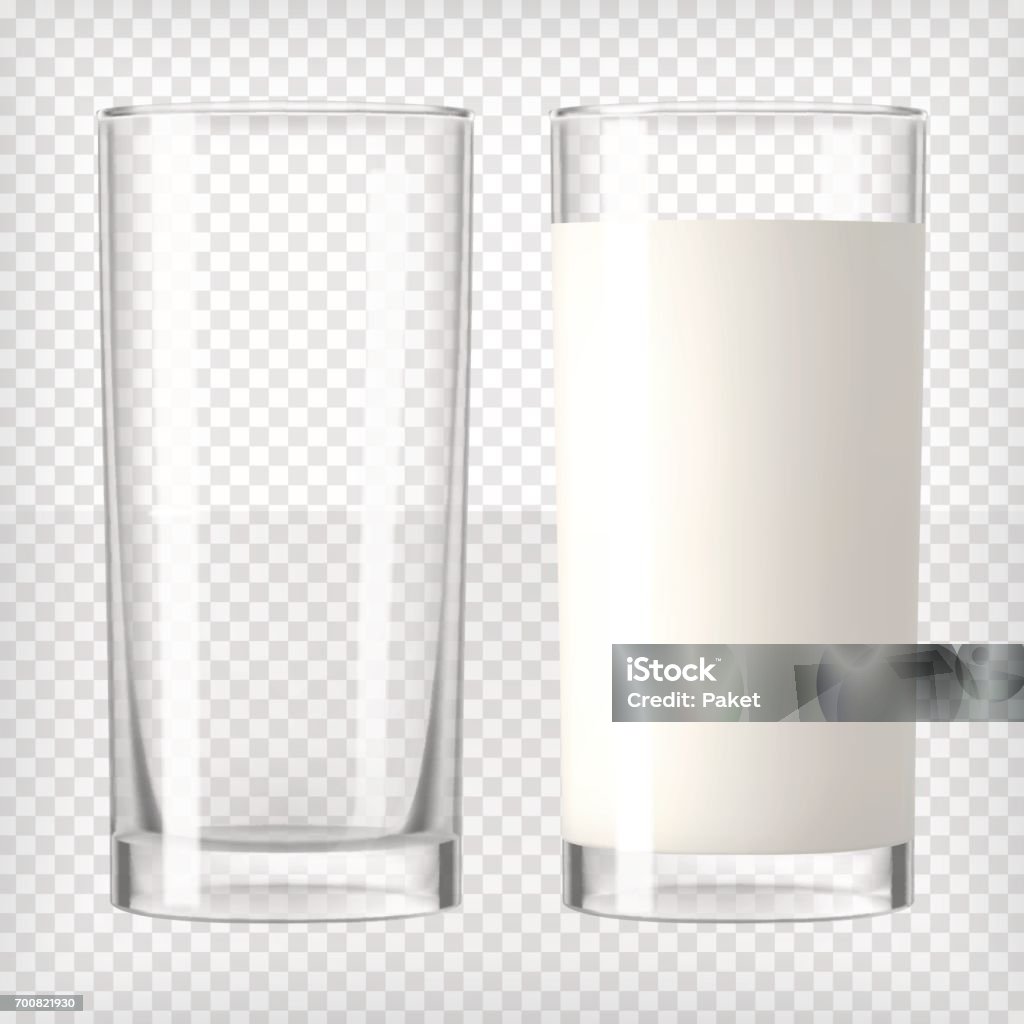 Milch in ein Glas und ein leeres Glas - Lizenzfrei Milch Vektorgrafik