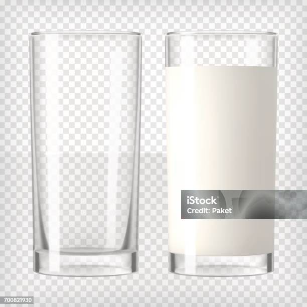 Milch In Ein Glas Und Ein Leeres Glas Stock Vektor Art und mehr Bilder von Milch - Milch, Trinkglas, Leeres Glas