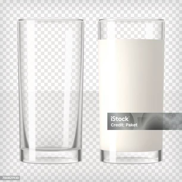 Milk In A Glass And An Empty Glass Stock Illustration - Download Image Now - Milk, Drinking Glass, Empty Glass