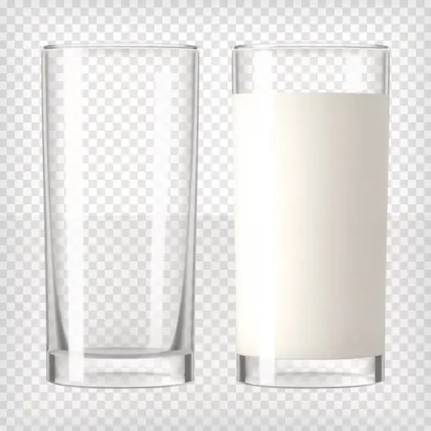 Vector illustration of Milk in a glass and an empty glass