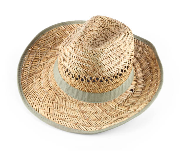 istock Men's woven straw hat, isolated on white background 700834638