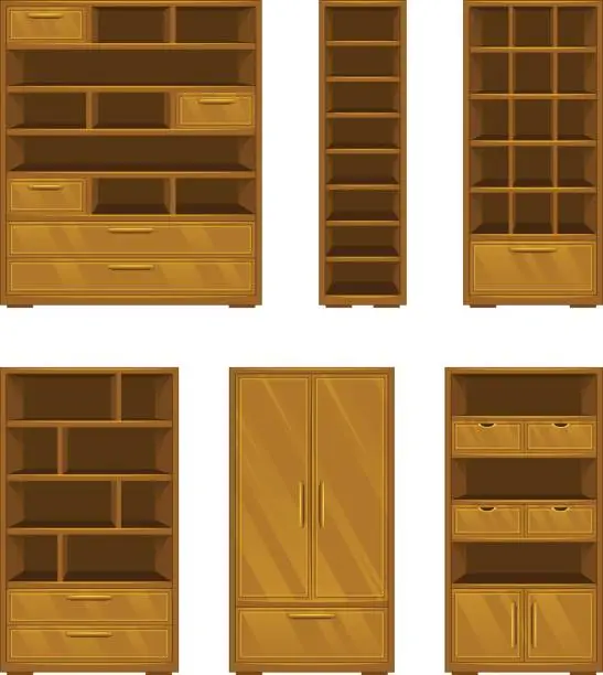 Vector illustration of Set of wooden furniture