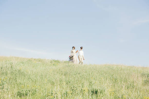 istock wedding couple on  nature.  bride and groom hugging at  wedding. 700839970