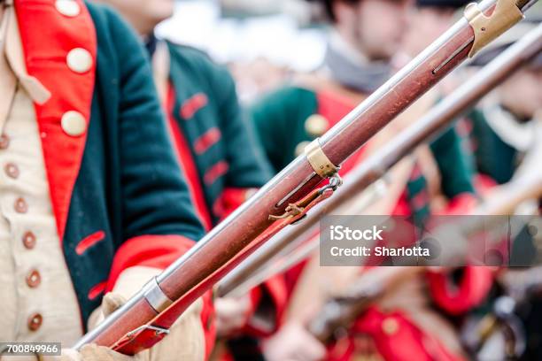Building Musketeers With Guns Focus On The Gun Stock Photo - Download Image Now - Napoleon Bonaparte, Battle, Puebla State