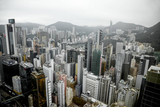 skyline di hong kong moderni grattacieli del quartiere finanziario per uffici - htc corporation foto e immagini stock