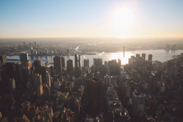 istock Aerial View Of City At Sunset 700861721