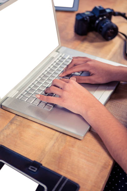 istock Businesswoman typing on laptop keyboard 700901656