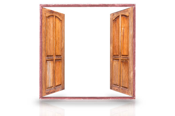 istock old wood windows opening isolated on white. 700914716