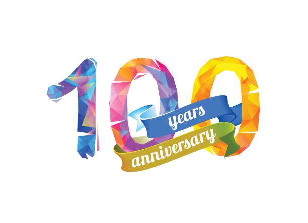 100 (one hundred) year anniversary 100 (one hundred) year anniversary. Vector triangular digits over 100 stock illustrations