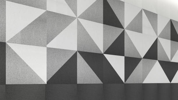 Wall Acoustic Panels, 3d render interior design, mock up illustration