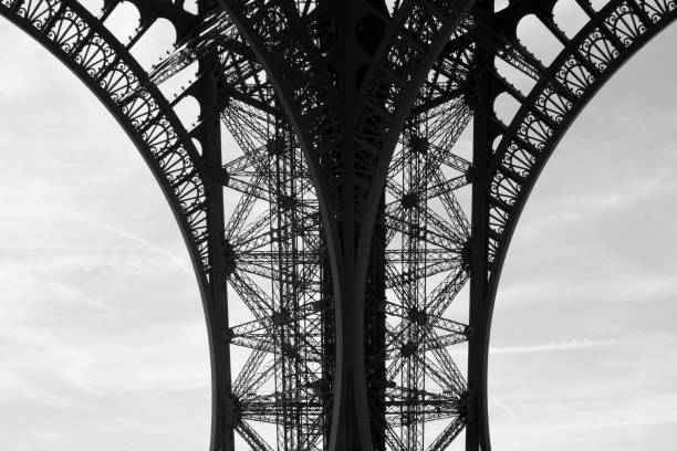 istock Part of Eiffel tower silhouette in black and white 700999608