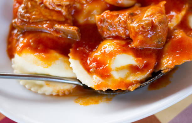 tortellini at italian restaurant close up