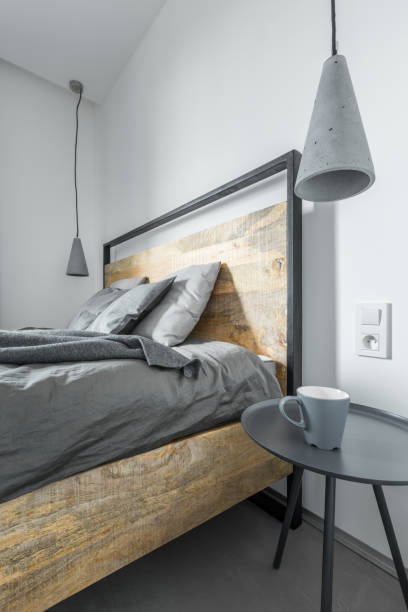 istock Bedroom with wooden bed 701024846