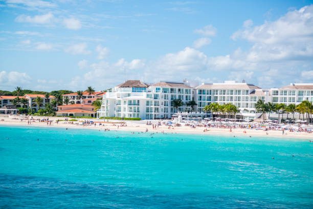 istock Playa Del Carmen beach with tourists, Mexico 701029494