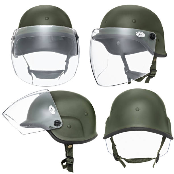 istock Green, khaki military helmet 701029932